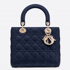 Sac Dior Medium Lady Dior En Cuir D'agneau Cannage Bleu Indigo