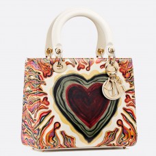 Sac Lady Dior moyen imprimé cœur