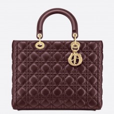 Dior Grand Sac Lady Dior En Cuir D'agneau Cannage Bordeaux Dior Grand Sac Lady Dior En Cuir D'agneau Cannage Bordeaux