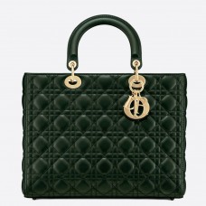 Grand sac Lady Dior en agneau vert cannage Grand sac Lady Dior en agneau vert cannage