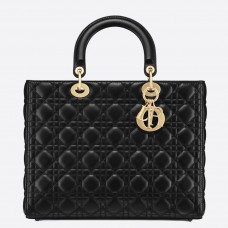 Grand sac Lady Dior en agneau Cannage noir Grand sac Lady Dior en agneau Cannage noir
