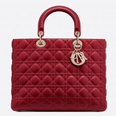 Grand sac Lady Dior en agneau rouge cannage Grand sac Lady Dior en agneau rouge cannage