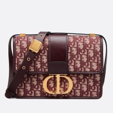 Sac Dior 30 Montaigne en toile jacquard oblique bordeaux Sac Dior 30 Montaigne en toile jacquard oblique bordeaux