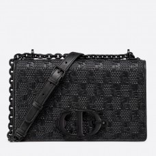 Sac Dior 30 Montaigne à chaîne en agneau tressé noir Sac Dior 30 Montaigne à chaîne en agneau tressé noir