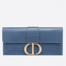 Pochette Dior 30 Montaigne en cuir de veau bleu denim