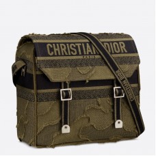 Sac messager Dior Diorcamp en toile camouflage verte