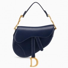 Sac Dior Mini Saddle en veau bleu