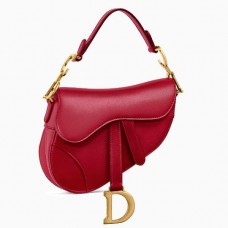 Sac Dior Mini Saddle en veau rouge