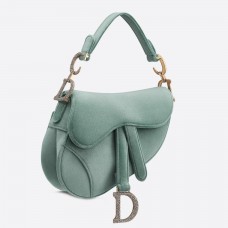 Sac Dior Mini Saddle en velours vert d'eau