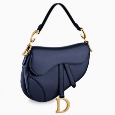 Sac Saddle Dior en cuir de veau bleu marine