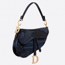 Sac Saddle Dior en toile camouflage bleue