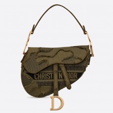 Sac Saddle Dior en toile camouflage verte