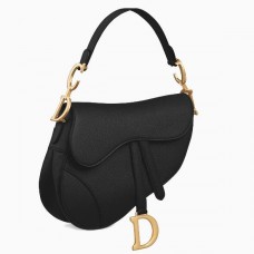 Sac Saddle Dior en cuir de veau grainé noir