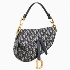 Sac Saddle Dior en toile jacquard oblique bleue