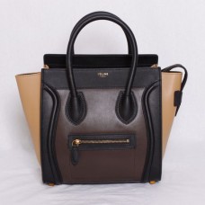 Sac cabas Celine moyen noir café abricot