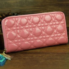 Portefeuille long en cuir verni Dior 030 rose