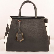 Sac moyen Fendi 2jours à veines croisées noires et crin de cheval noir et blanc