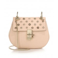 Sac bandoulière Chloe Drew petit modèle en cuir orné rose