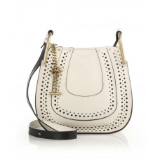 Sac bandoulière Chloe Hayley petit modèle en cuir perforé blanc