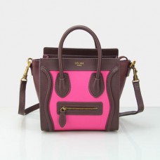Sac cabas Céline petit format, rose vin, porté épaule