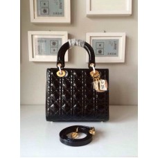 Réplique Dior Lady Default en cuir d'agneau noir