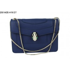 Sac bandoulière Bvlgari Serpenti GM en cuir de veau bleu marine saphir 233