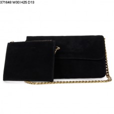 Sac bandoulière Celine Gourmette en cuir suédé noir 371648