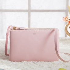 Sac bandoulière Celine Small Trio en cuir de veau rose